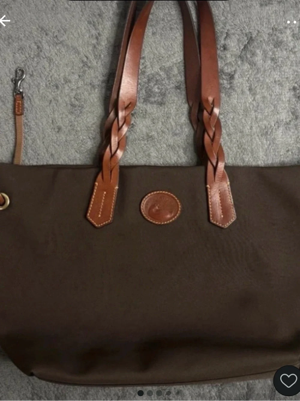 Dooney & Bourke Brown Nylon Tote with Braided Leather Handles